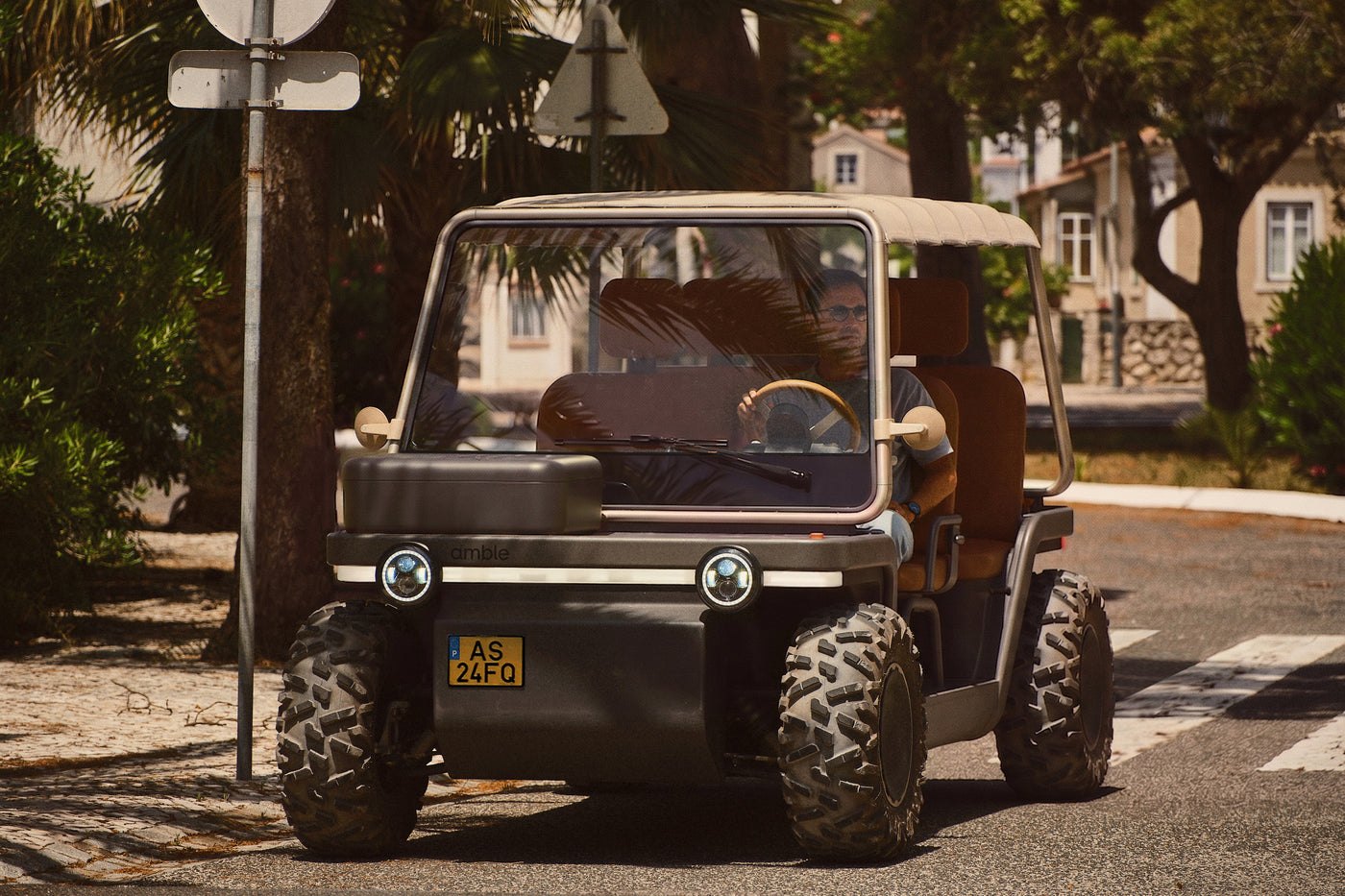 Amble One street-legal electric buggy on road