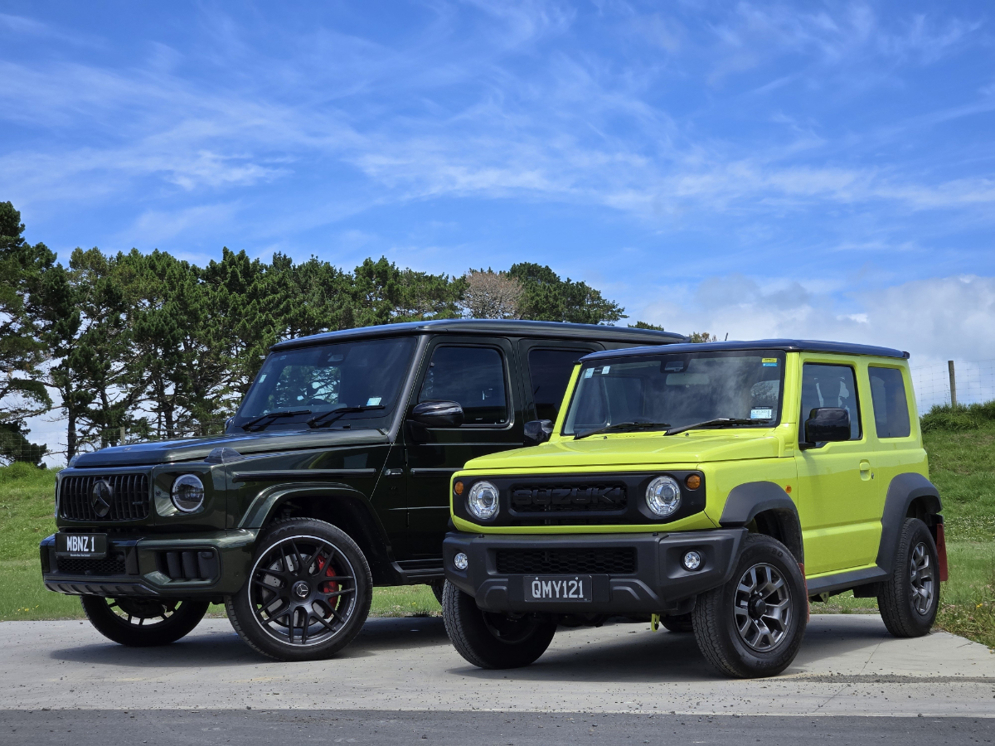 Mercedes-AMG G 63 and Suzuki Jimny.