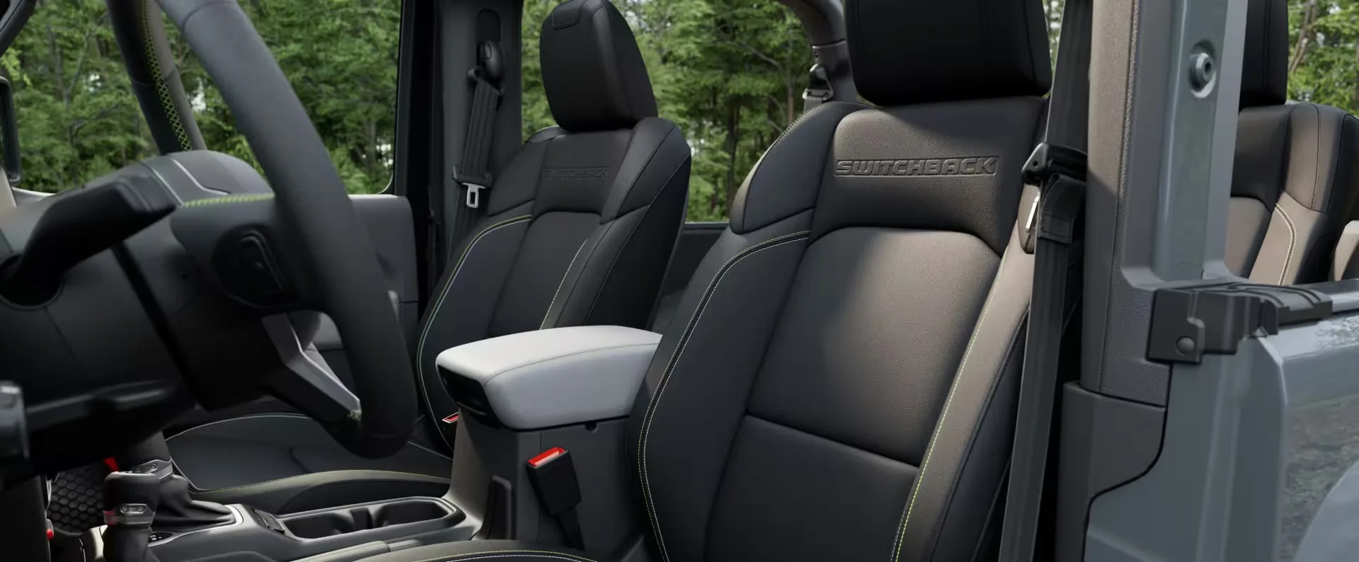 Switchback black seats and pale Sea Salt console trim