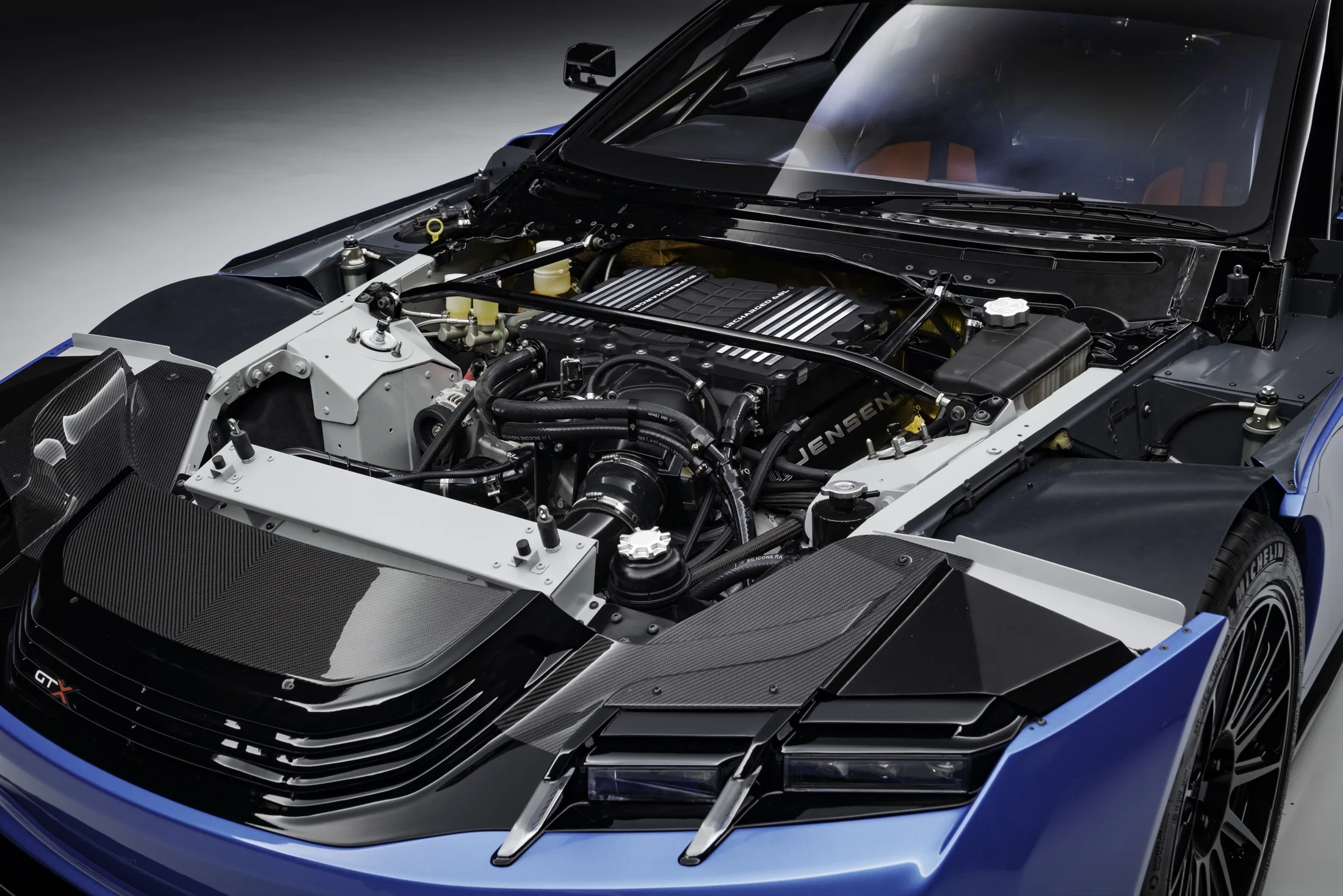 Jensen Interceptor GTX engine and chassis bay.