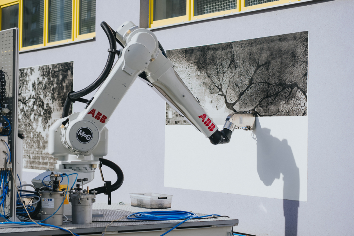 ABB and Skoda robot AI street art.