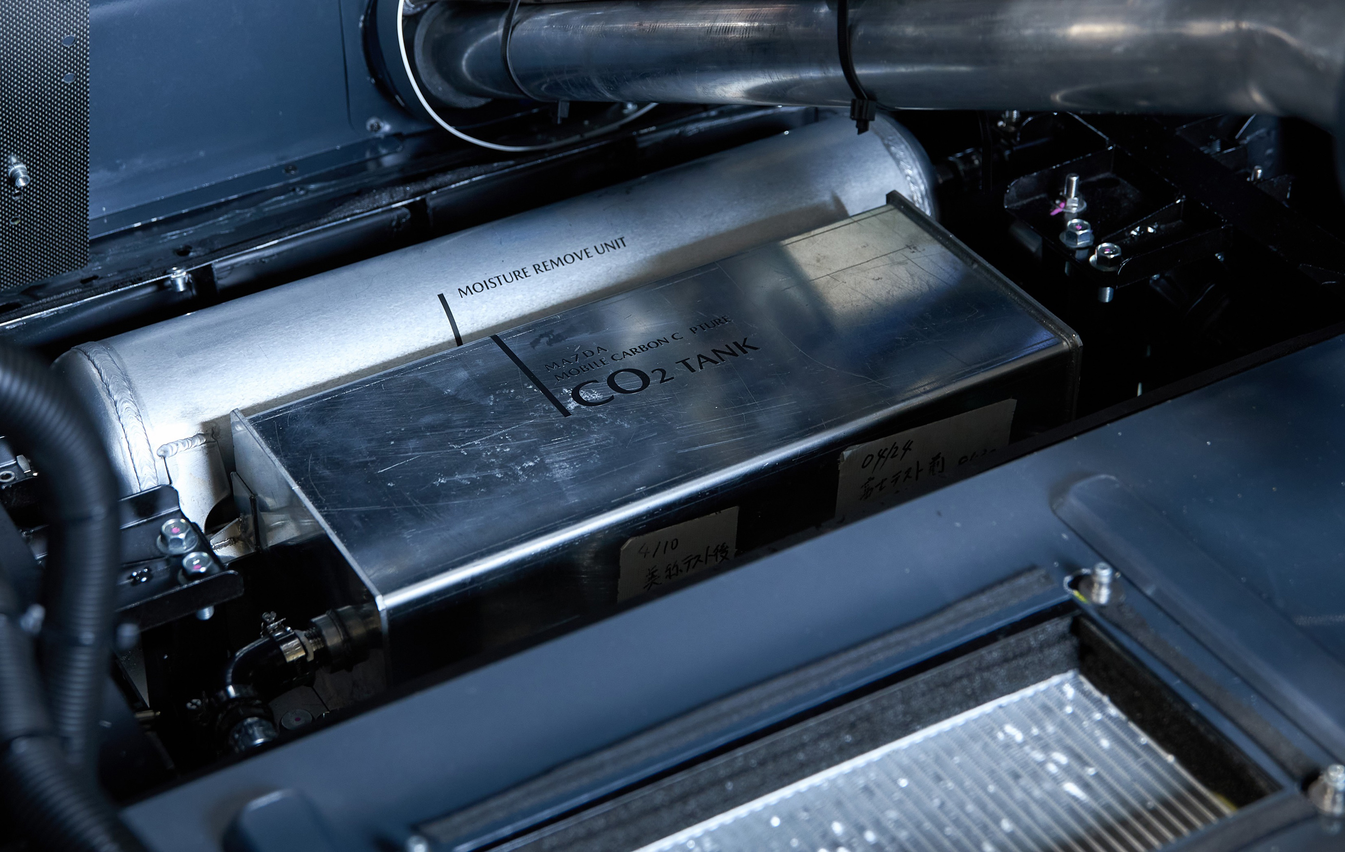 Mazda CO2 capture device installed on the demonstration vehicle